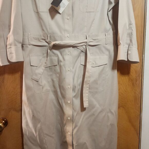 Brooks Brothers 10 Chic Safari Beige Shirt Dress with Belt Capsule Minimalist - Picture 11 of 16